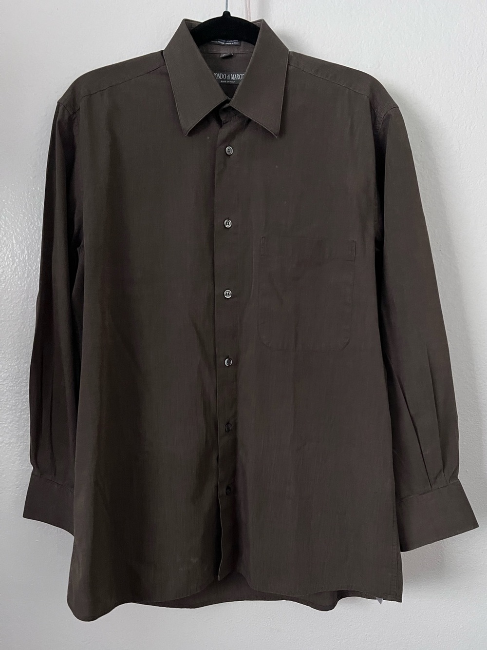Mondo di Marco Italian Extra Fine Cotton Brown Dress Shirt Size 15.5 32/33